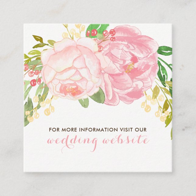 Söt Rosa och  Peonie Flowers webbplatskort Tilläggskort (Framsida)
