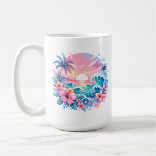 Söt Rosa och Personlig för blå kustkonst Kaffemugg