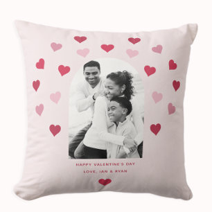 Söt Rosa och rött hjärtklappat Foto Valentine Kudde