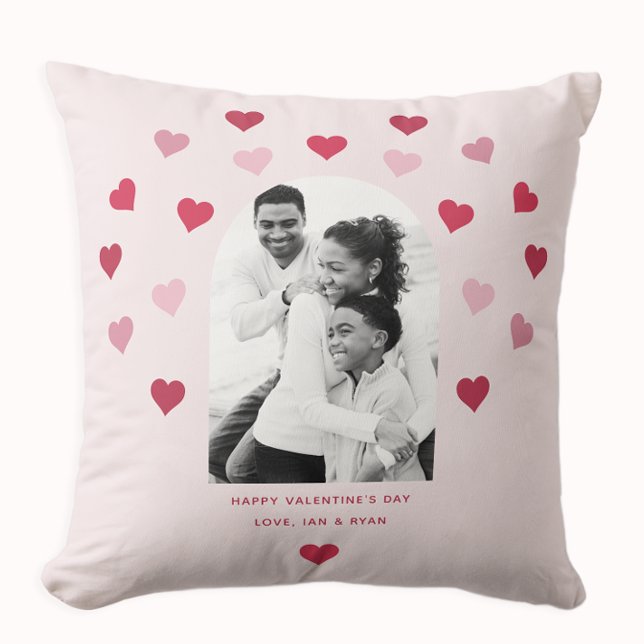 Söt Rosa och rött hjärtklappat Foto Valentine Kudde (Skapare uppladdad)