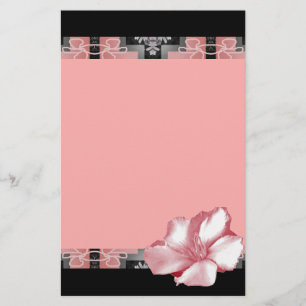 Söt Rosa och svart Blommigt Stationär design 1