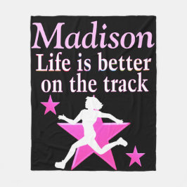 SÖT ROSA OCH SVART PERSONLIG TRACK BLANKET FLEECEFILT