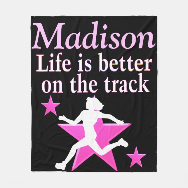 SÖT ROSA OCH SVART PERSONLIG TRACK BLANKET FLEECEFILT (Framsidan)