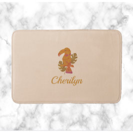 Söt Rosa och Tropical Toucan Bird vid Glitter och  Badrumsmatta