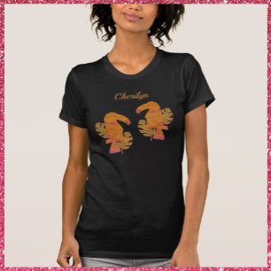 Söt Rosa och Tropical Toucan Bird vid Glitter och  T Shirt
