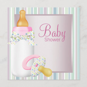 Söt rosa och turkosblå Baby Girl Shower Inbjudningar
