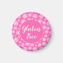 Söt Rosa och vit Blommigt Gluten Free Celiac Magnet