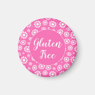 Söt Rosa och vit Blommigt Gluten Free Celiac Magnet