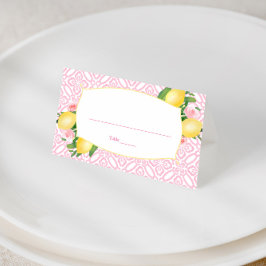 Söt rosa och vit citroner Baby Shower för flicka  Placeringskort