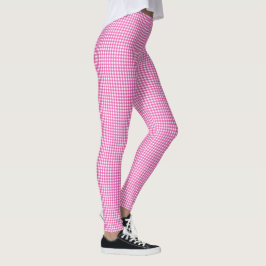 Söt rosa och vit gingham-mönster leggings