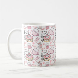 Söt rosa och vit kattmugg kaffemugg