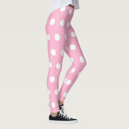 Söt Rosa och vit polka Dot Mönster Girly Cute Leggings