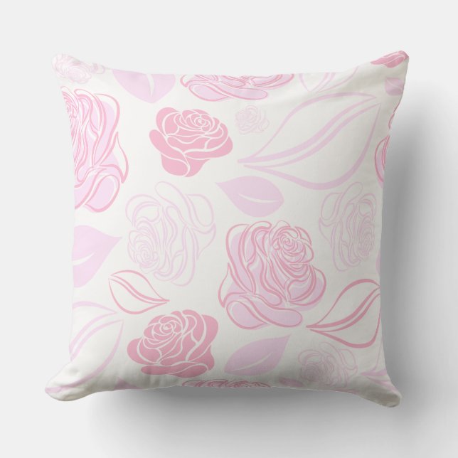 Söt Rosa och Vit ros och Löv Kudde (Framsida)