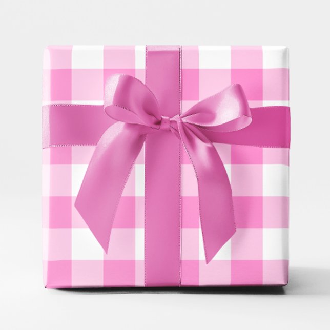 Söt Rosa och White Gingham Big Mönster Presentpapper (Pretty Pink and White Gingham Big Pattern Wrapping Paper)