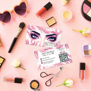 Söt Rosa Ögon med konstnären Lash Makeup Visitkort