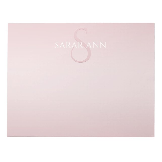 Söt rosa ombré monogram & namn anteckningsblock (Framsida)