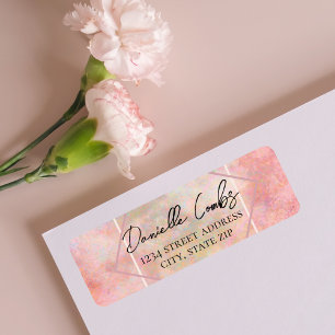 Söt Rosa Opal Stone Returadressetikett Returadress Etikett