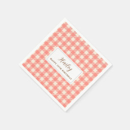 Söt rosa orange gingham Pappersservett