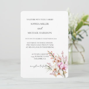 Söt Rosa Orchid Blommigt Bröllop Inbjudningar