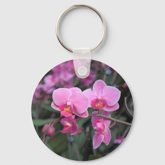 Söt rosa orchid-blommor nyckelring (Framsida)