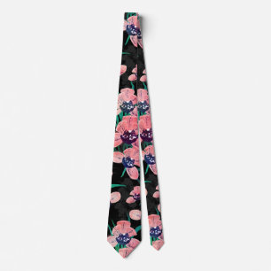 Söt Rosa Orchid Flower Paint Black Slips