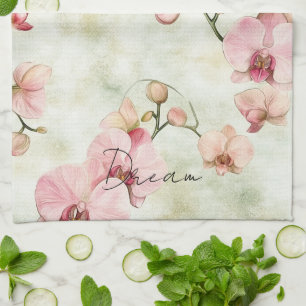 Söt Rosa Orchids Kökshandduk