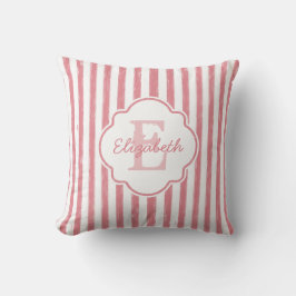 Söt Rosa Paíed Rand Monogram och Namn Kudde