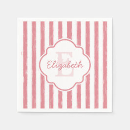 Söt Rosa Paíed Rand Monogram och Namn Pappersservett
