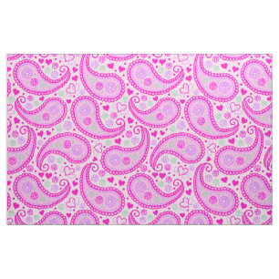 Söt Rosa Paisley Kärlek Hearts Tyg