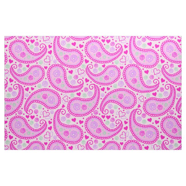 Söt Rosa Paisley Kärlek Hearts Tyg (Fat Quarter)