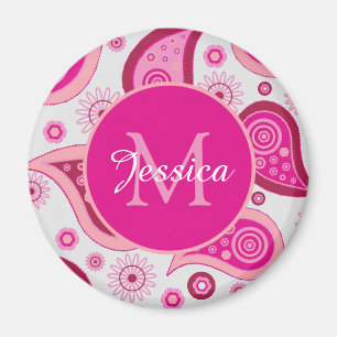 Söt Rosa Paisley Personlig Magnet