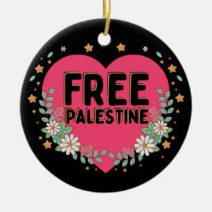 söt rosa Palestinas hjärgrafisk design Julgransprydnad Keramik