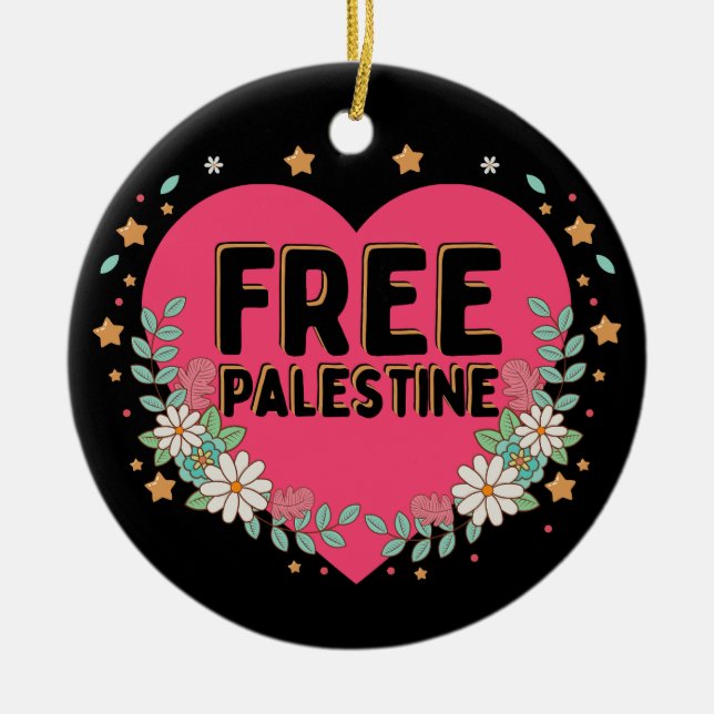 söt rosa Palestinas hjärgrafisk design Julgransprydnad Keramik (Framsidan)