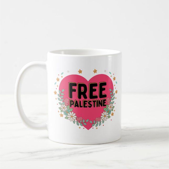söt rosa Palestinas hjärgrafisk design Kaffemugg (Vänster)