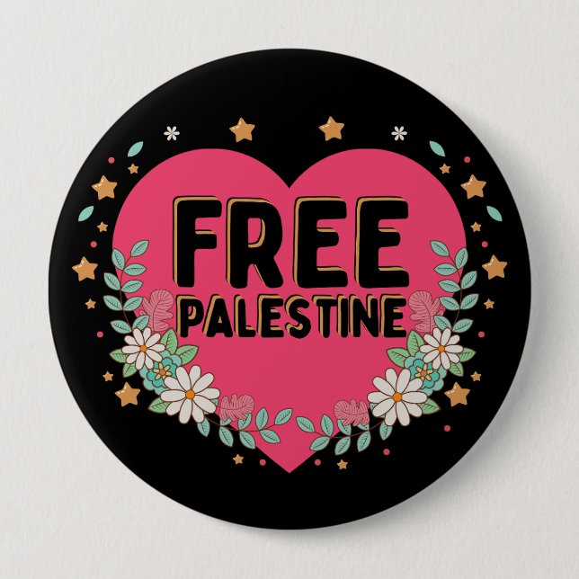 söt rosa Palestinas hjärgrafisk design Knapp (Framsida)