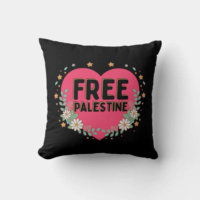 söt rosa Palestinas hjärgrafisk design Kudde (Framsida)