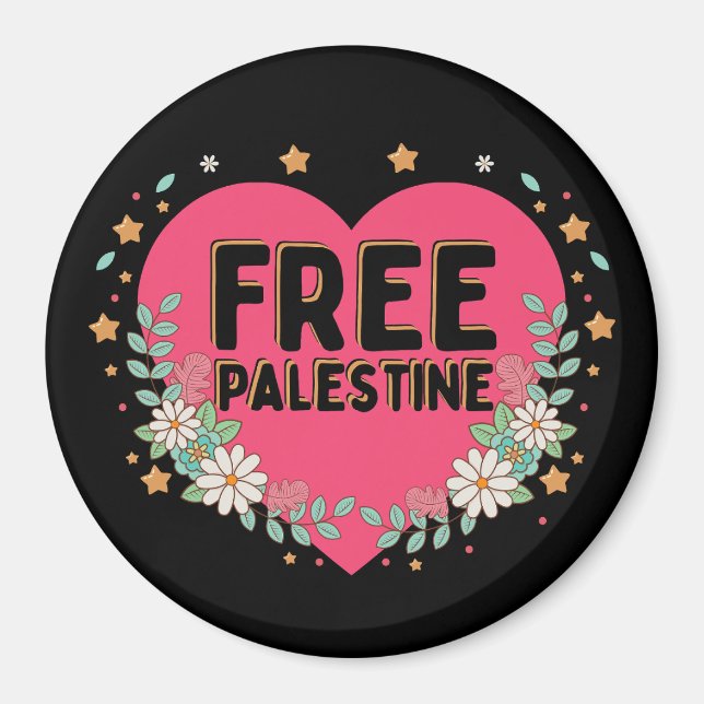 söt rosa Palestinas hjärgrafisk design Magnet (Framsidan)