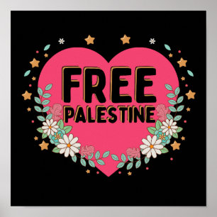 söt rosa Palestinas hjärgrafisk design Poster