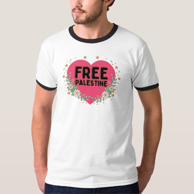 söt rosa Palestinas hjärgrafisk design T Shirt (Framsida)