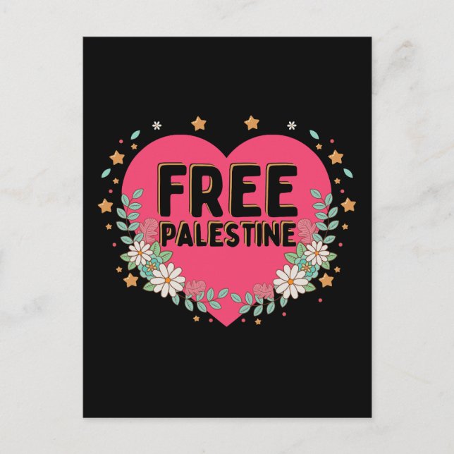 söt rosa Palestinas hjärgrafisk design Vykort (Framsida)