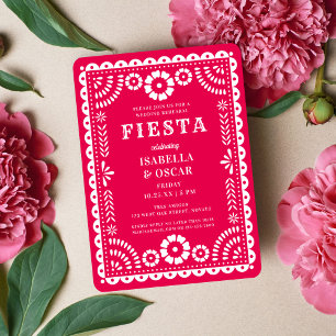 Söt Rosa Papel Picado Bröllop Rehearsal Dinner Inbjudningar