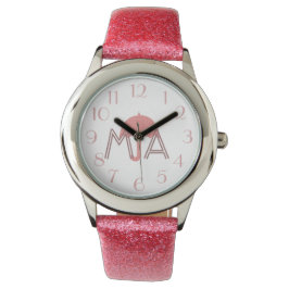 Söt Rosa Parbrella Add Initialer Watch Armbandsur