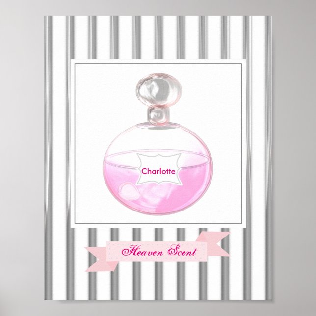 Söt Rosa Parfym Flaska Personlig Poster (Framsidan)