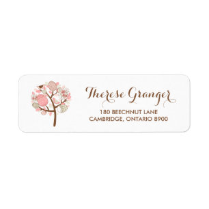 Söt Rosa Påskägg Träd Blommigt Address Label ( Returadress Etikett