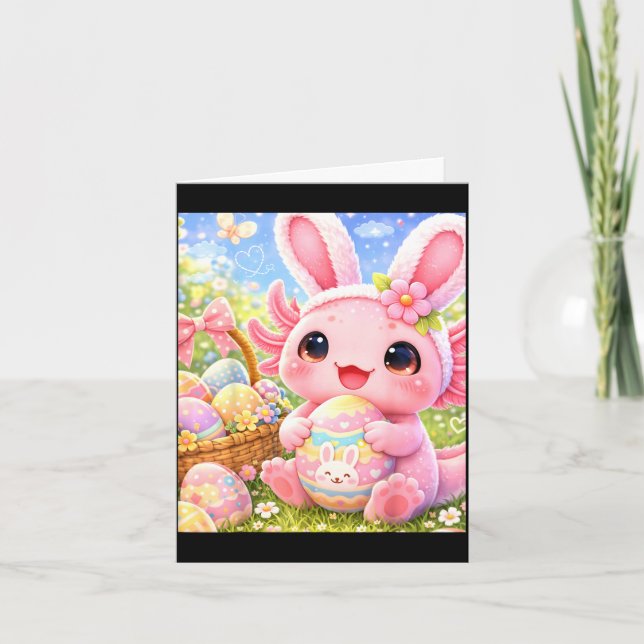 Söt rosa påskkanin axolotl  kort (Framsida)