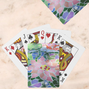 Söt Rosa Pastel Blommigt Mosaic Flower Casinokort