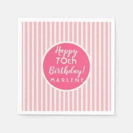 Söt Rosa Pastel Rand 70:e födelsedagen Pappersservett