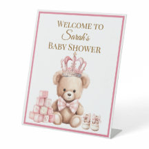 Söt rosa pastellfärgad teddybjörn bebisshower 