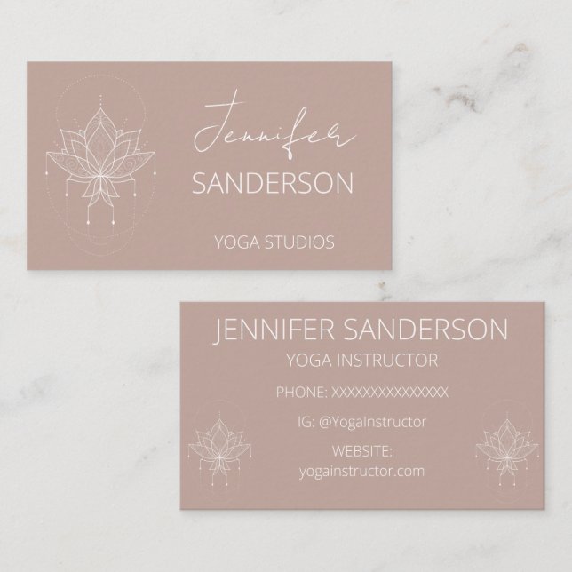 Söt Rosa Peach Boho Blommigt Lotus Yoga Visitkort (Fram/baksida)