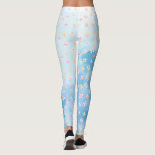 Söt Rosa Peach Flowers Leggings